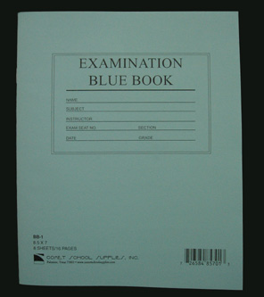 blue examination booklet
