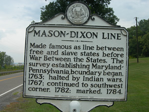 Mason-Dixon Line sign